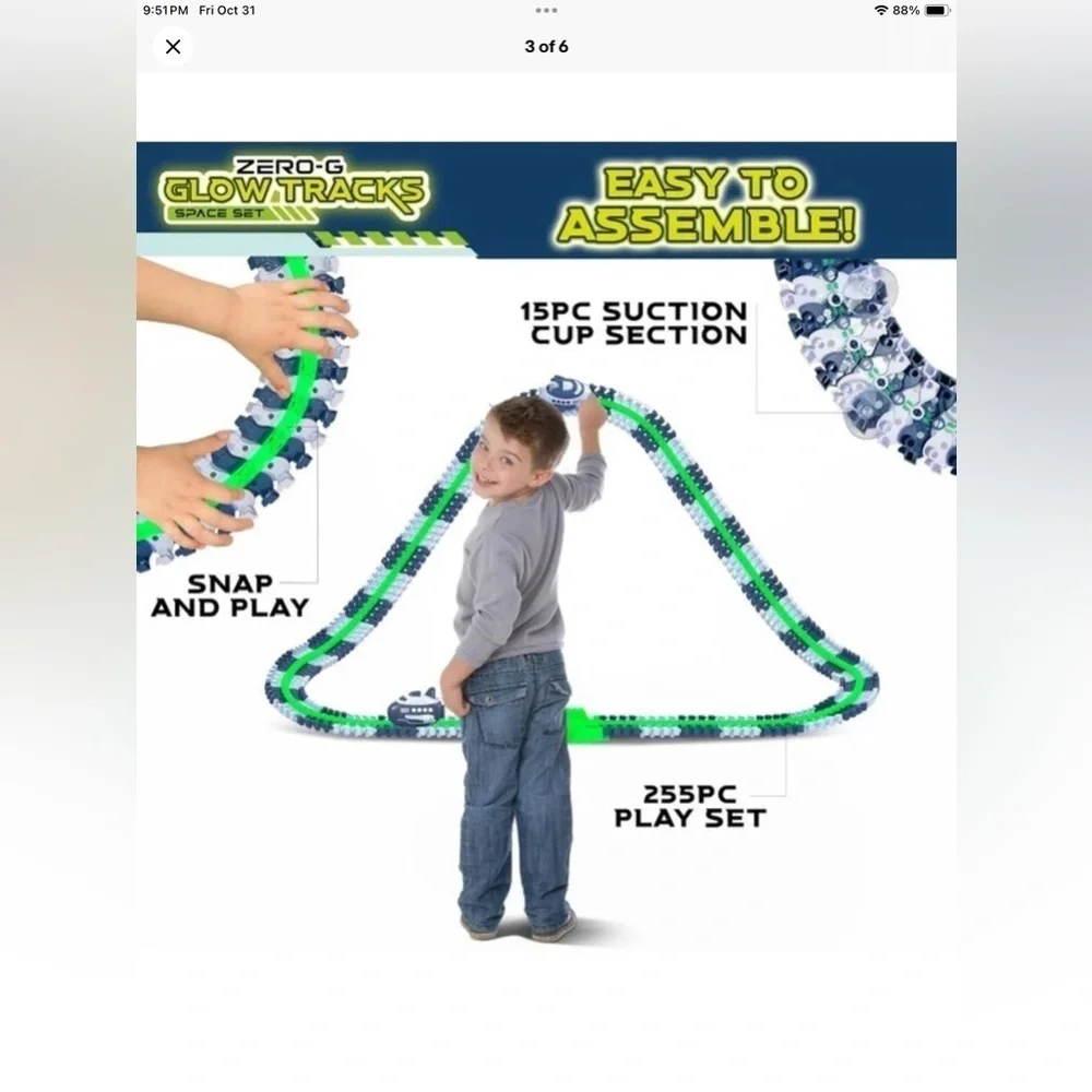 USA Toyz Zero G Space Glow Race Track for Kids- 258pc